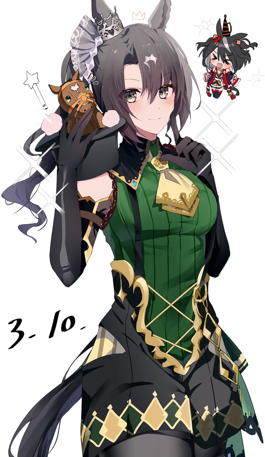 kitasan black, satono crown, and tastiera (umamusume and 1 more) drawn by sb_(akagikeai)