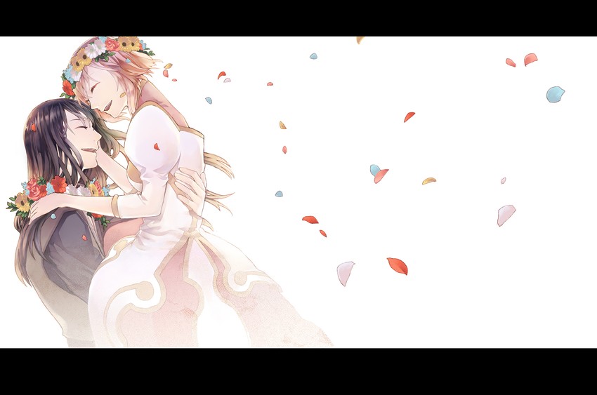 yuri lowell and estellise sidos heurassein (tales of and 1 more) drawn by sarai