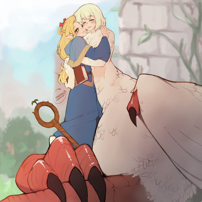marcille donato and falin touden (dungeon meshi) drawn by moomuns