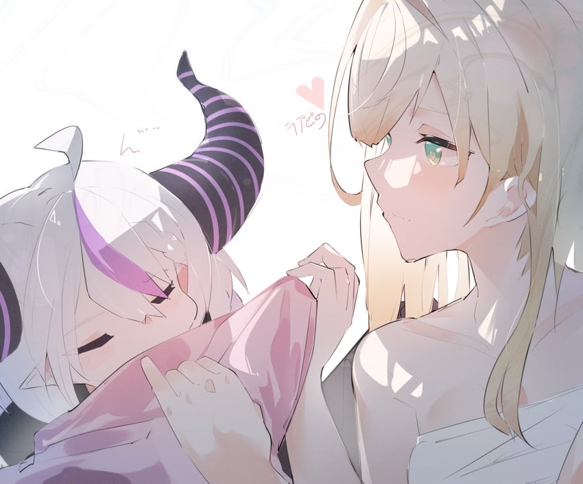 la+ darknesss and kazama iroha (hololive) drawn by sakusa_nn