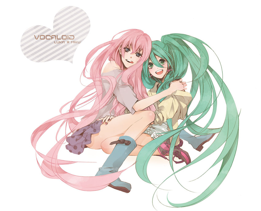 hatsune miku and megurine luka (vocaloid) drawn by nagi_kanami