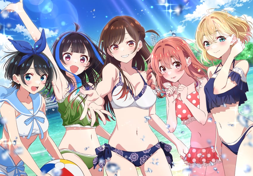 mizuhara chizuru, sarashina ruka, nanami mami, sakurasawa sumi, and yaemori mini (kanojo okarishimasu) drawn by hirayama_kanna