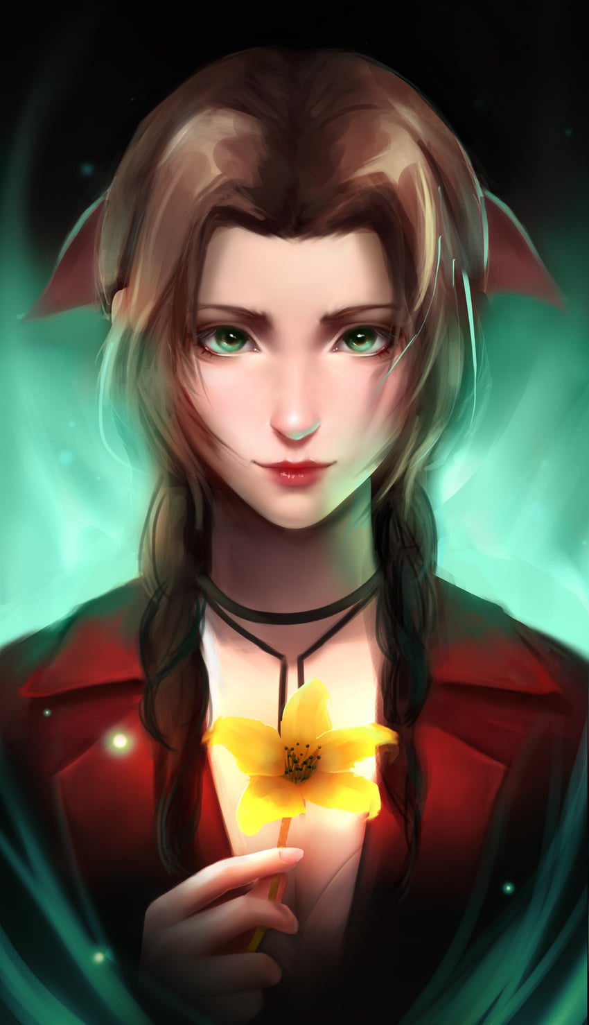 aerith gainsborough (final fantasy and 1 more) drawn by mattikarp