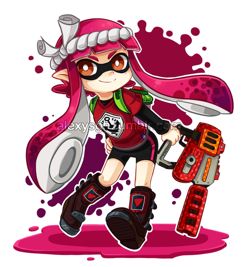 inkling player character and inkling girl (splatoon and 1 more) drawn by sandragh