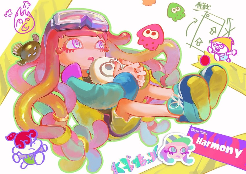 harmony and harmony's clownfish (splatoon and 1 more) drawn by lilpong2