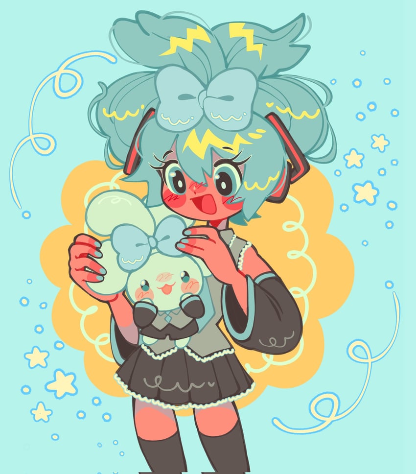 hatsune miku, cinnamoroll, and cinnamiku (vocaloid and 2 more) drawn by jammy_(bunbunbewwii)