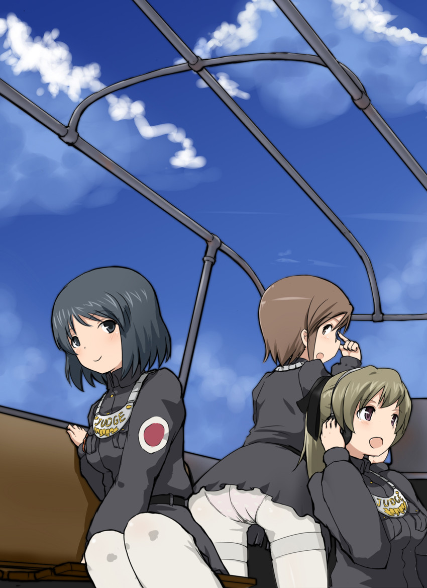 inatomi hibiki, sasagawa kanon, and takashima remi (girls und panzer) drawn by hu_sea
