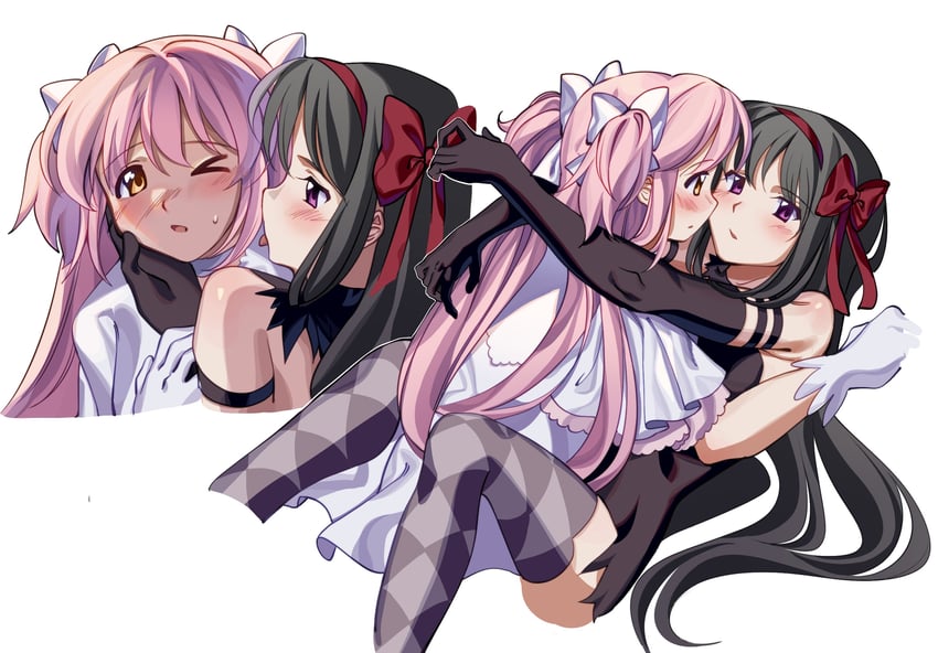 akemi homura, kaname madoka, ultimate madoka, and akuma homura (mahou shoujo madoka magica and 1 more) drawn by kuro_miumu