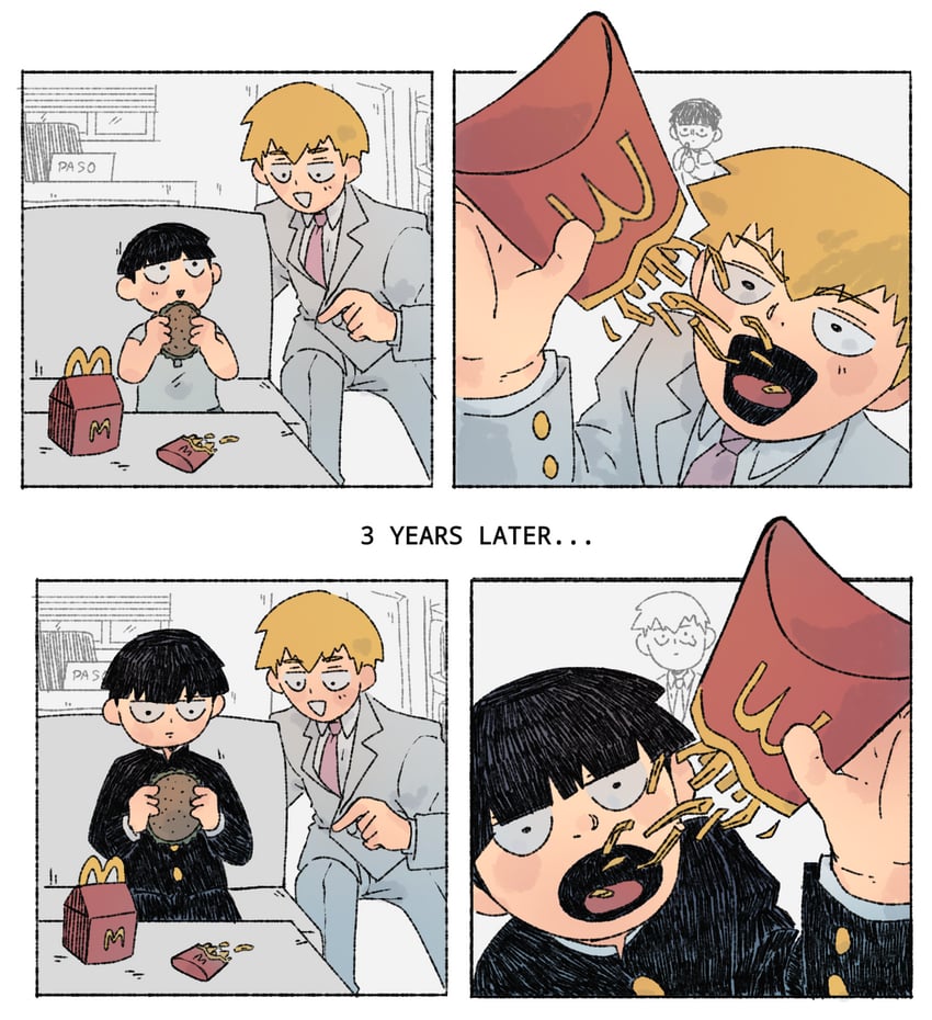 kageyama shigeo and reigen arataka (mcdonald's and 1 more) drawn by cutystuffy