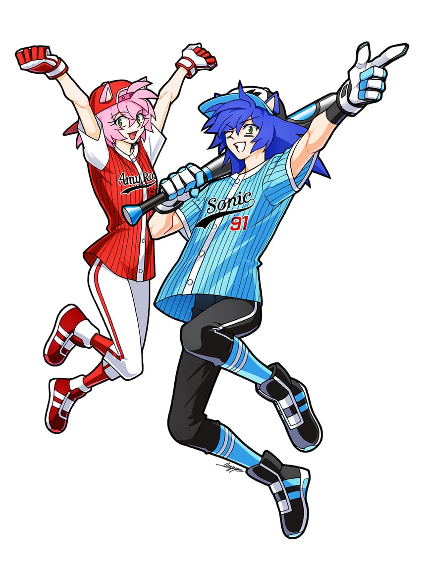 sonic the hedgehog and amy rose (sonic and 1 more) drawn by sloth_g_ya