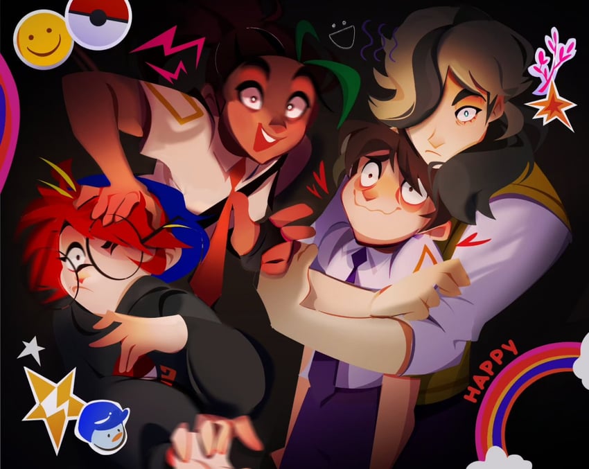 florian, nemona, penny, and arven (pokemon and 1 more) drawn by tamii_(tampokedex)
