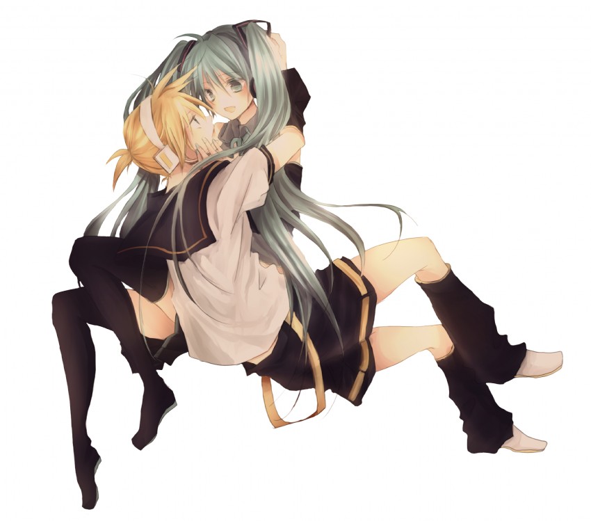 hatsune miku and kagamine len (vocaloid) drawn by ou_(swdp)