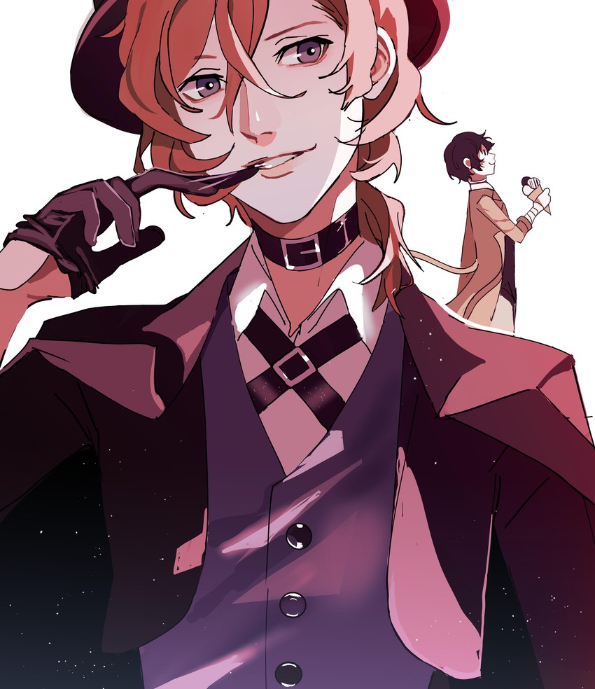 dazai osamu and nakahara chuuya (bungou stray dogs) drawn by caz