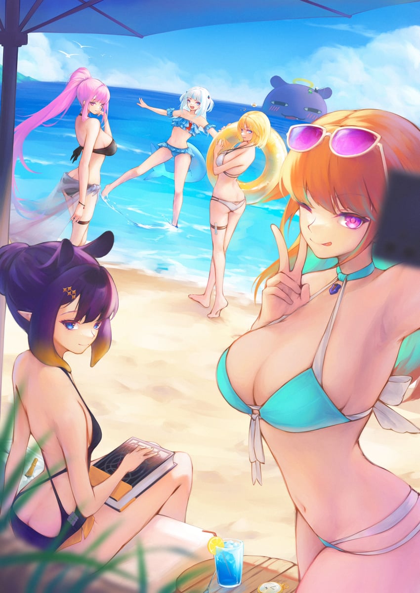 gawr gura, mori calliope, ninomae ina'nis, takanashi kiara, watson amelia, and 2 more (hololive and 1 more) drawn by space_kami