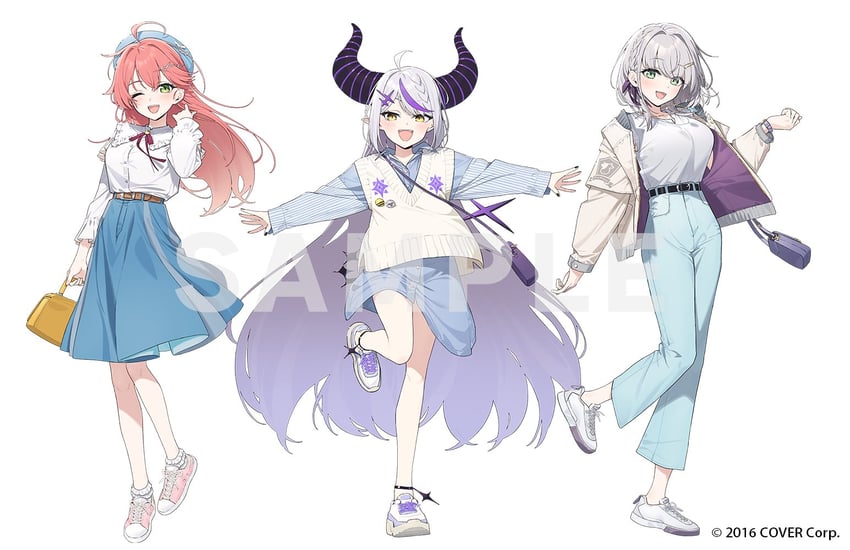 sakura miko, shirogane noel, and la+ darknesss (hololive) drawn by hayashi_kewi