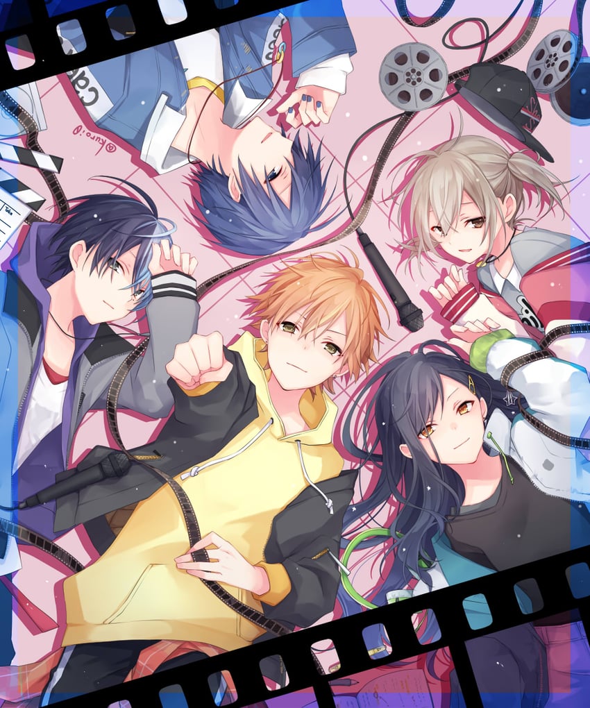 kaito, shinonome akito, shiraishi an, aoyagi touya, azusawa kohane, and 1 more (vocaloid and 2 more) drawn by kuroi_(liar-player)