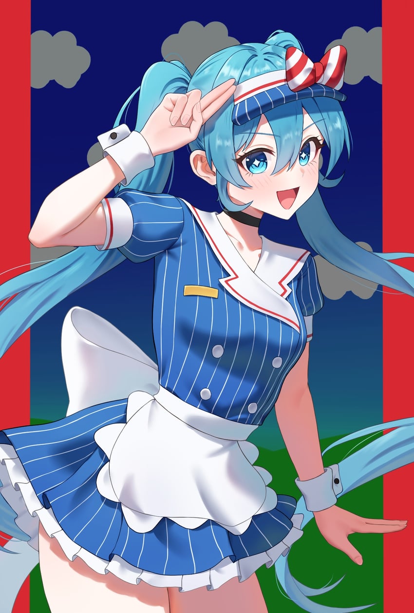hatsune miku (vocaloid and 1 more) drawn by kadokadokado