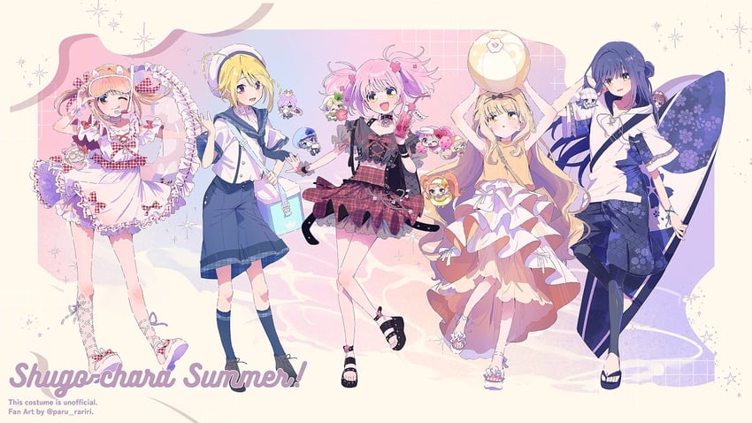hinamori amu, ran, suu, miki, mashiro rima, and 9 more (shugo chara!) drawn by serizawa_serizane