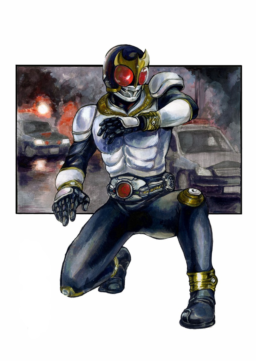 kamen rider kuuga (kamen rider and 1 more) drawn by babaan