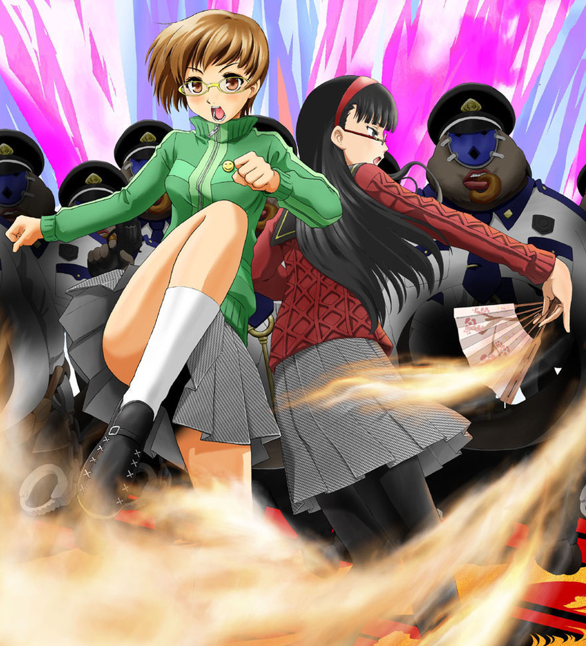 satonaka chie and amagi yukiko (persona and 1 more) drawn by naruse