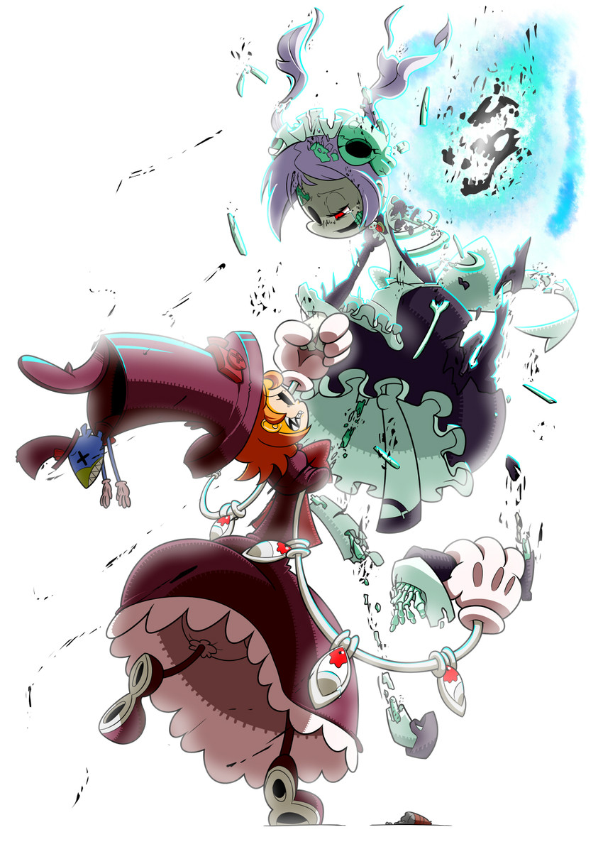 peacock, bloody marie, avery, and skull heart (skullgirls) drawn by demonboy and kuchibashi_(9180)
