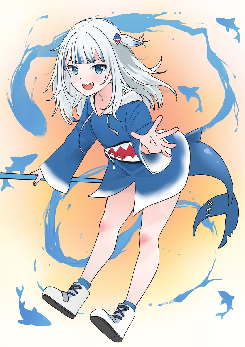 gawr gura (hololive and 1 more) drawn by h2o_(ddks2923)