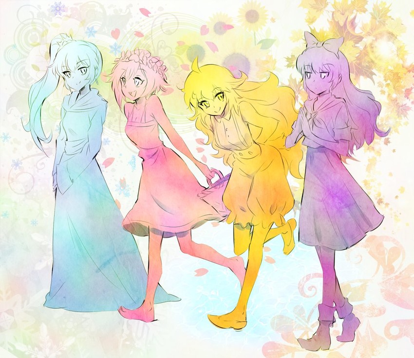 ruby rose, weiss schnee, yang xiao long, and blake belladonna (rwby) drawn by iesupa