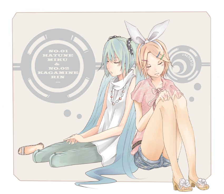 hatsune miku and kagamine rin (vocaloid) drawn by yakitori_(artist)