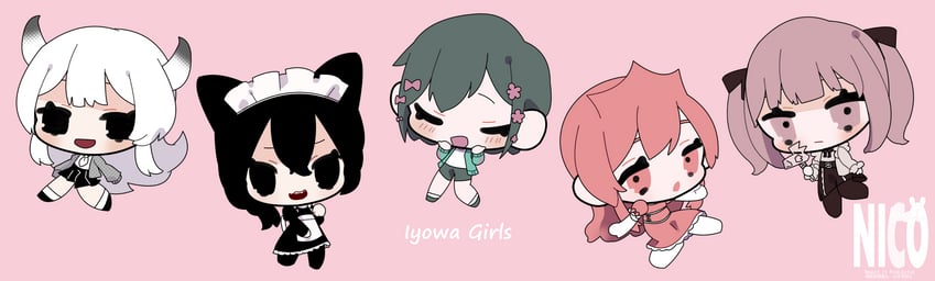 kurari-chan, ura, ada, isei, and iki (iyowa girls and 5 more) drawn by haru._(halwayb1)