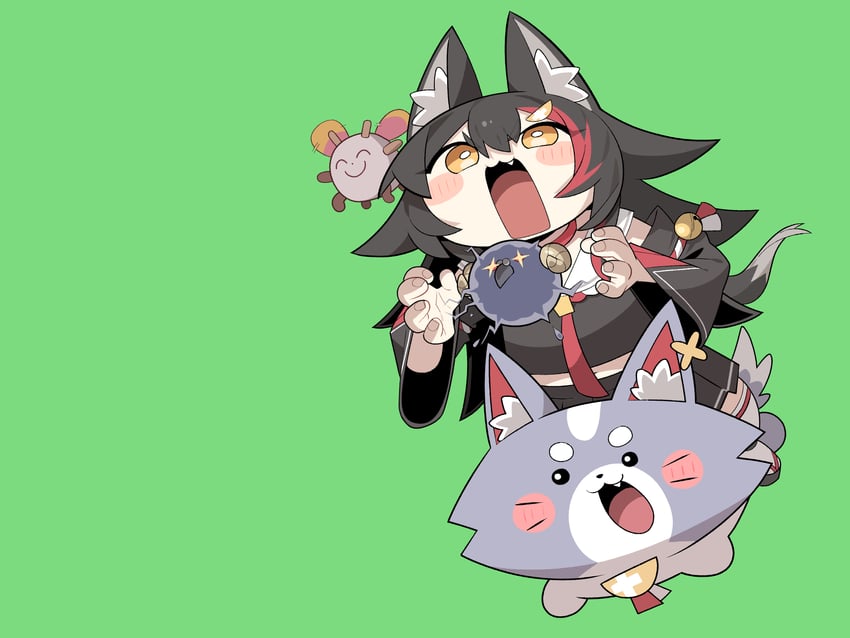 ookami mio, miofa, and hatotaurus (hololive) drawn by cocomayo29_(tomato)