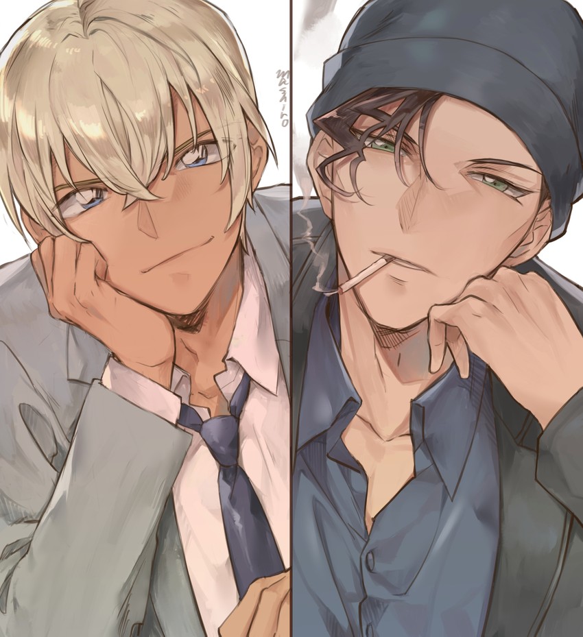 amuro tooru and akai shuuichi (meitantei conan) drawn by dreaming182