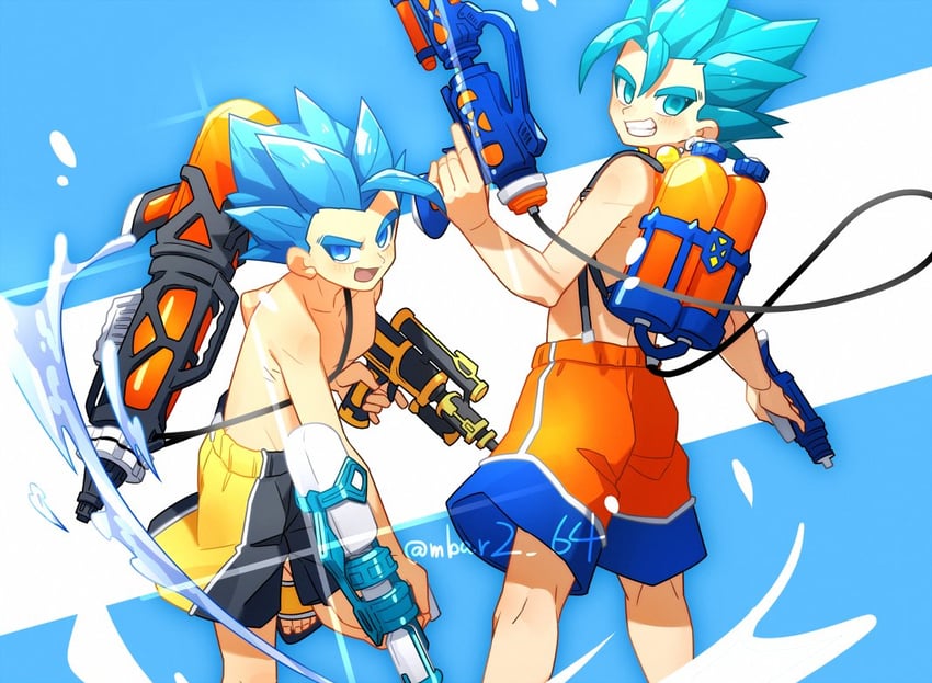 gogeta and vegetto (dragon ball and 1 more) drawn by gamubanku