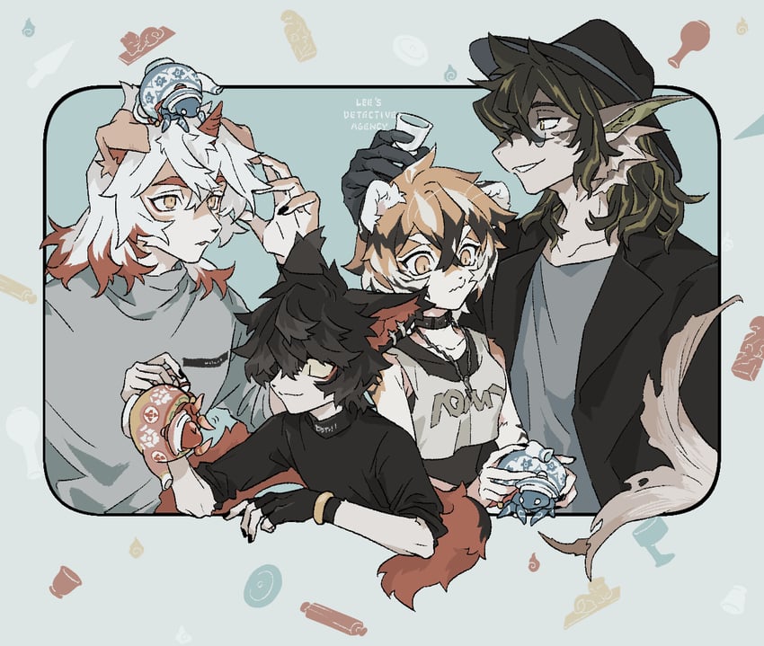 hung, waai fu, lee, and aak (arknights) drawn by sirakaro