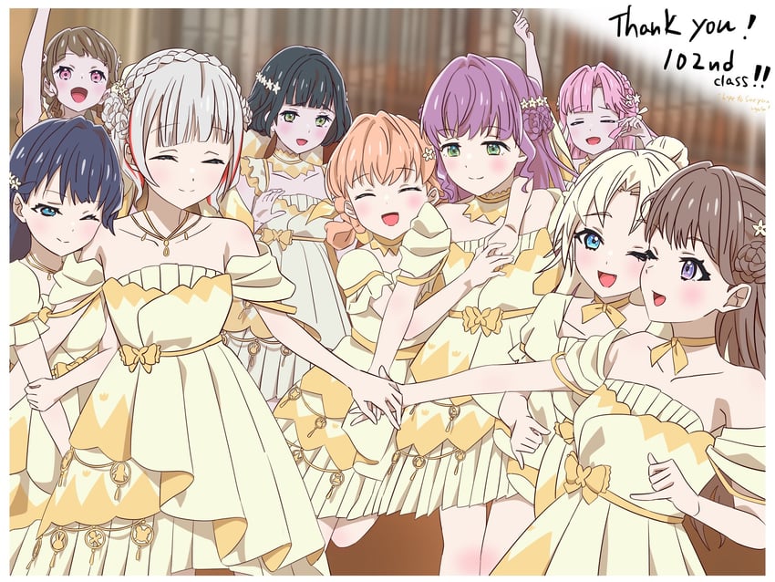 hinoshita kaho, fujishima megumi, otomune kozue, murano sayaka, yugiri tsuzuri, and 4 more (love live! and 1 more) drawn by myrain56991013