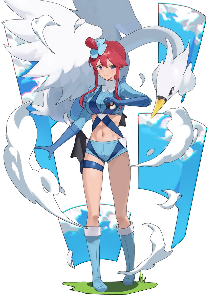 skyla and swanna (pokemon and 1 more) drawn by yelyn