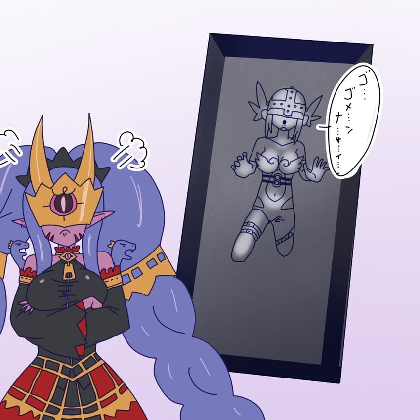 angewomon and medusamon (digimon and 2 more) drawn by gerusyu