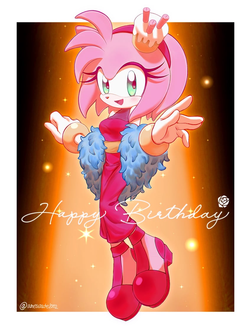 amy rose (sonic and 1 more) drawn by ameusute1002