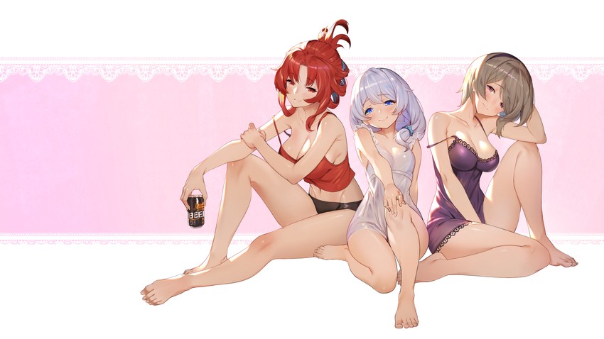 theresa apocalypse, rita rossweisse, and murata himeko (honkai and 1 more) drawn by raijuu_(bakanara)