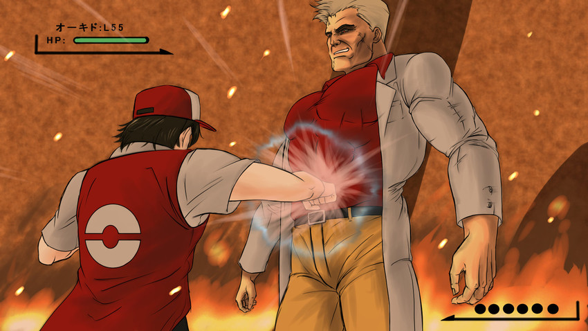red, professor oak, steven armstrong, and ishizuka unshou (pokemon and 3 more) drawn by hikichi_sakuya