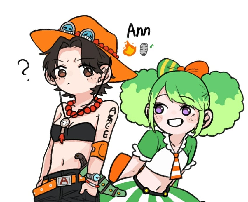 portgas d. ace, portgas d. anne, and ann (one piece and 1 more) drawn by eanji0704
