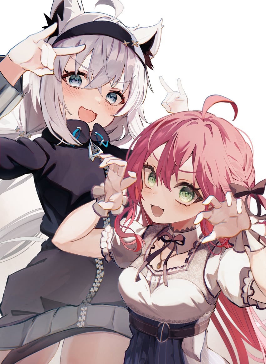 shirakami fubuki and sakura miko (hololive) drawn by fukiya_(fumiakitoyama)