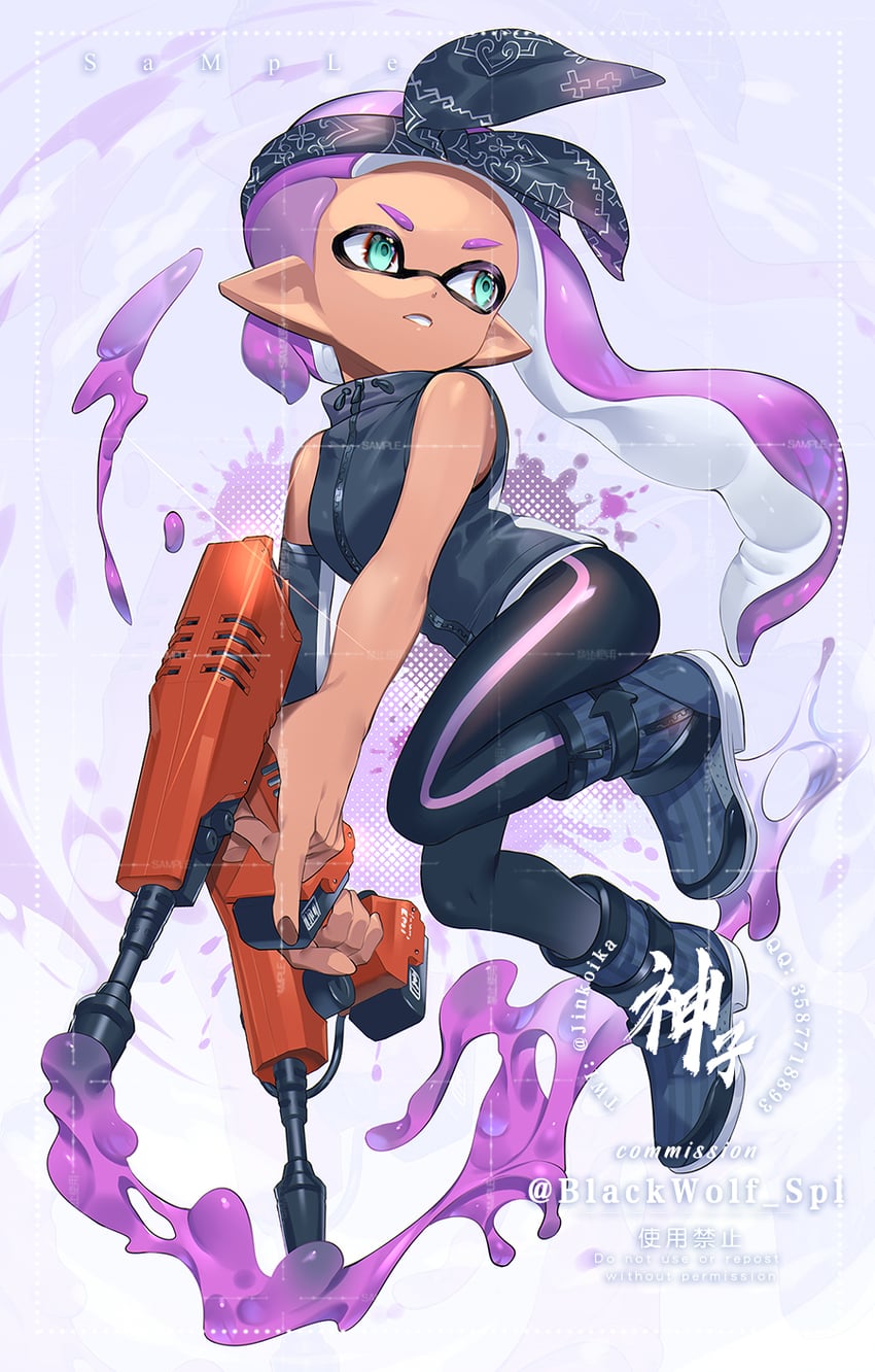 inkling player character and inkling girl (splatoon) drawn by jinkoika