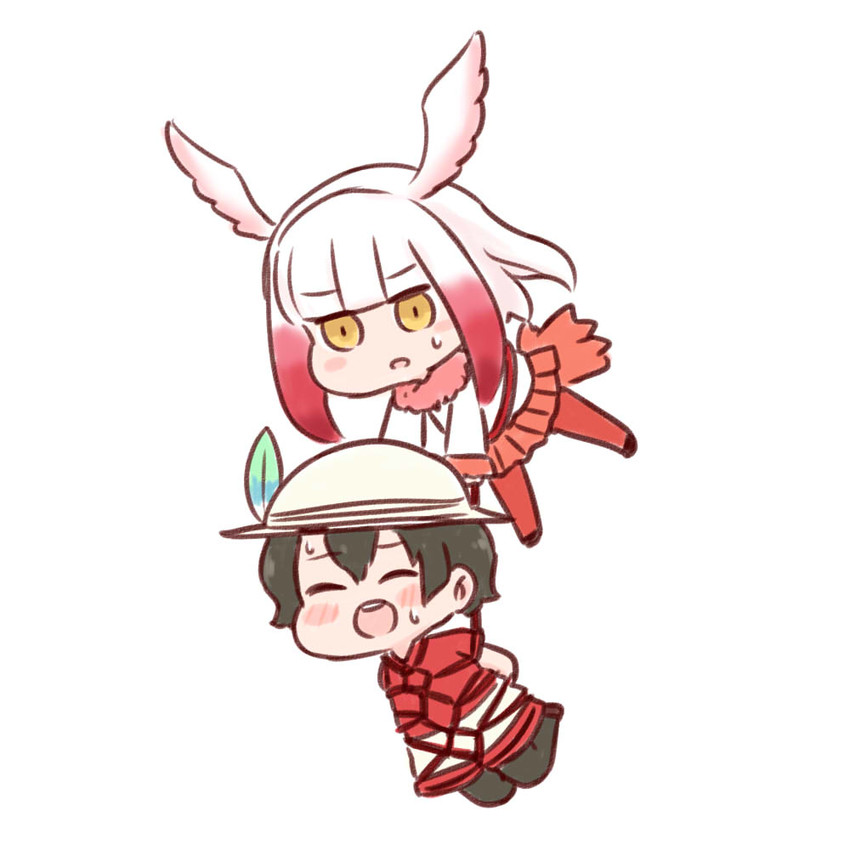 kaban and japanese crested ibis (kemono friends) drawn by batta_(ijigen_debris)