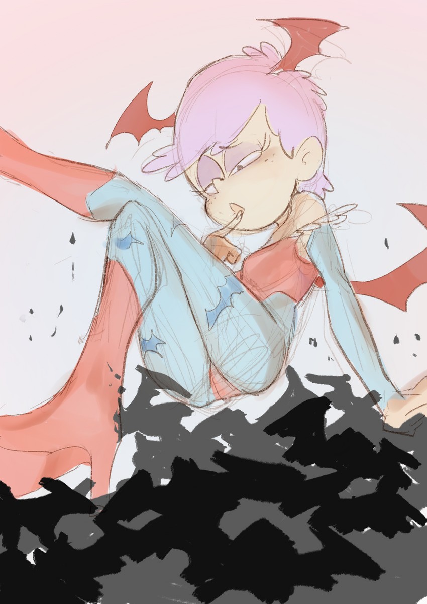 lilith and luna loud (darkstalkers and 1 more) drawn by kaze_fukeba_nanashi