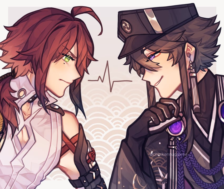 shikanoin heizou and fukuda kiyoshi (original and 1 more) drawn by chimkennuggieee