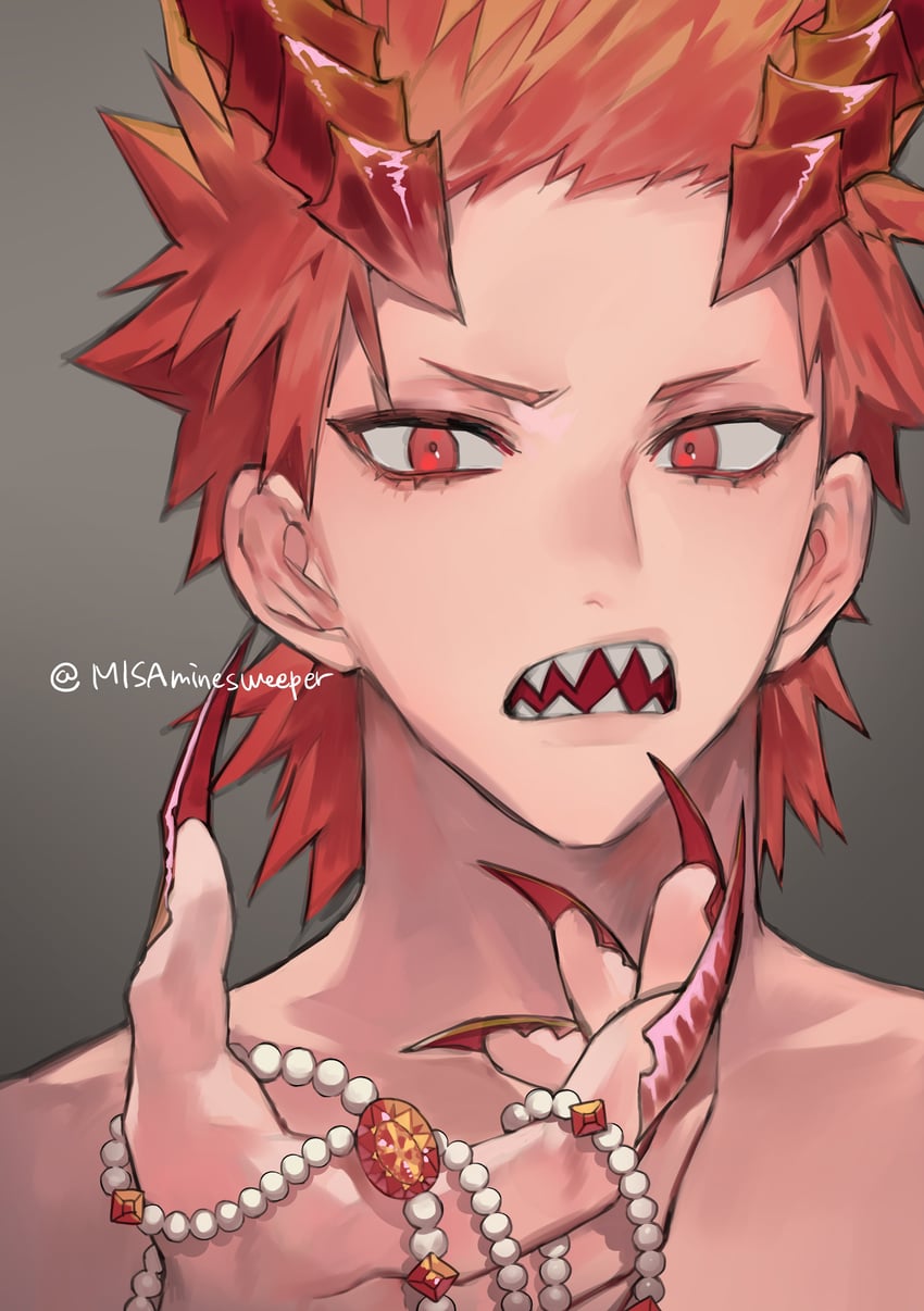 kirishima eijiro (boku no hero academia) drawn by misa_(jjin_miryeon)