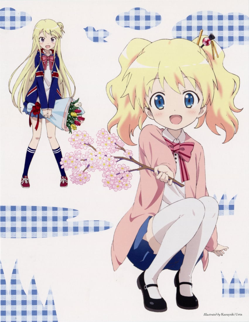 kujou karen and alice cartelet (kin-iro mosaic) drawn by ueta_kazuyuki