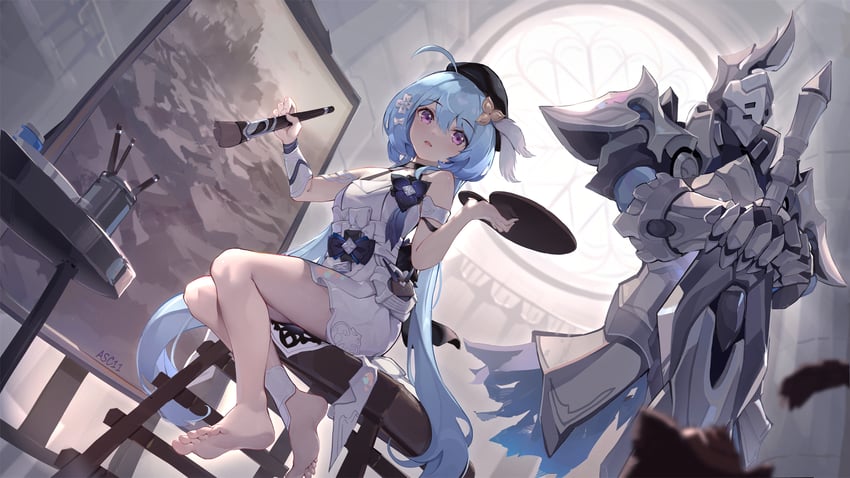 griseo and mr. knight (honkai and 1 more) drawn by asc11