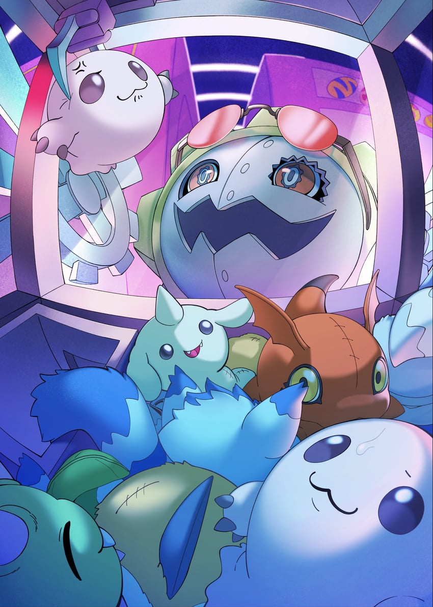 tunomon, mochimon, hagurumon, gigimon, and wanyamon (digimon) drawn by liecomj