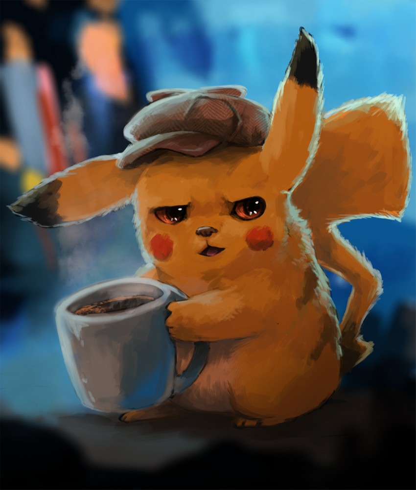 pikachu and detective pikachu (pokemon and 1 more) drawn by foxeaf